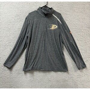 Anaheim Ducks NHL Jacket Mens XL Gray 1/4 Zip Long Sleeve Pullover Hockey Logo